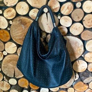 Black Kenneth Cole studded hobo bag